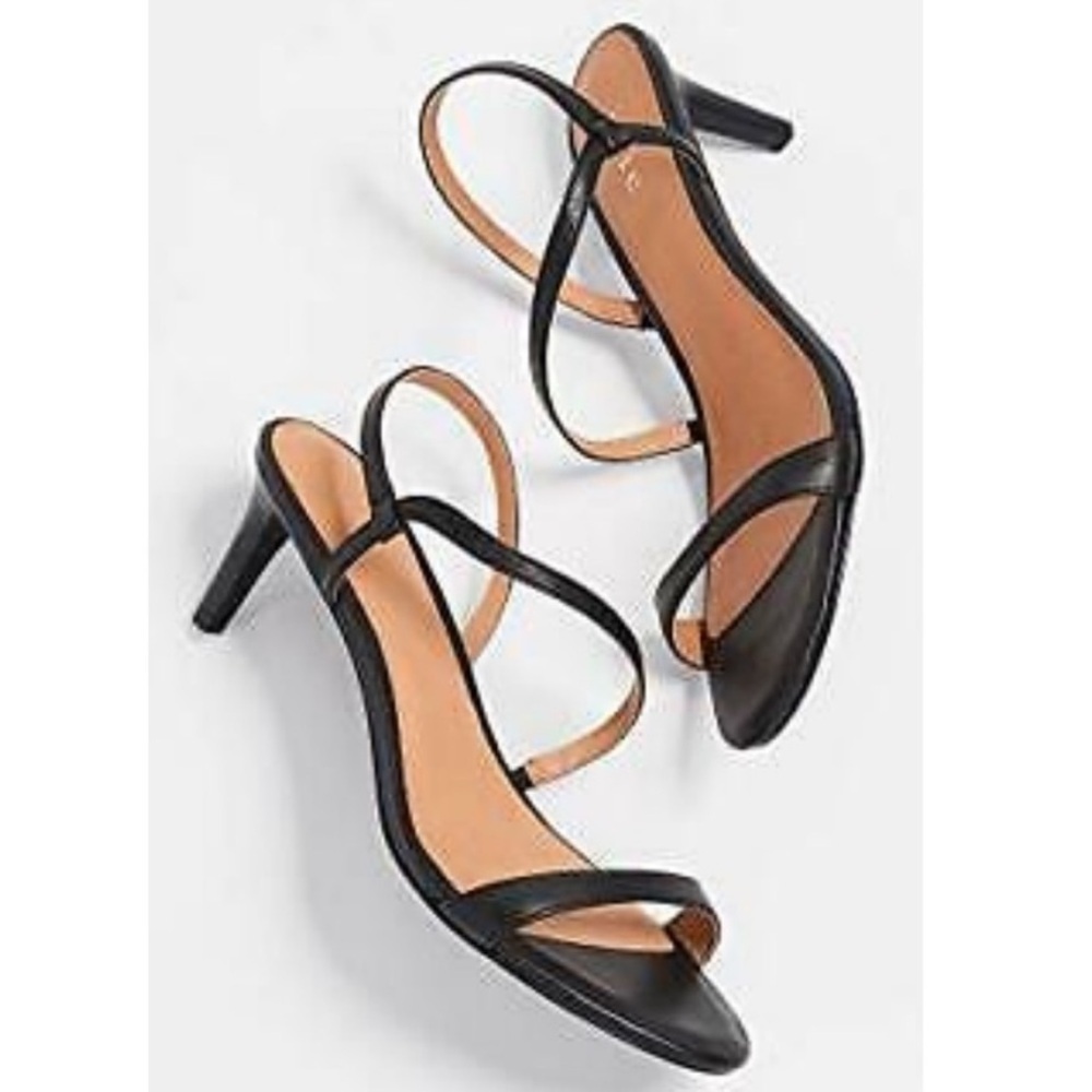 Joie Black Leather Strappy Mid-Heel Sandals